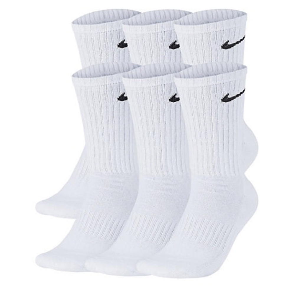 Nike 6 Pack Cushioned Crew Socks White Size Large